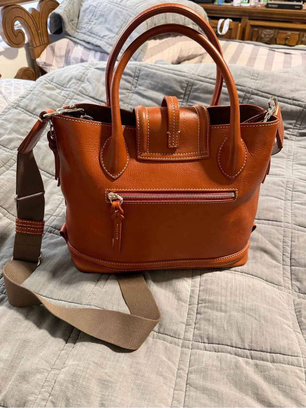 Dooney & Bourke Cognac Brown Leather Satchel
